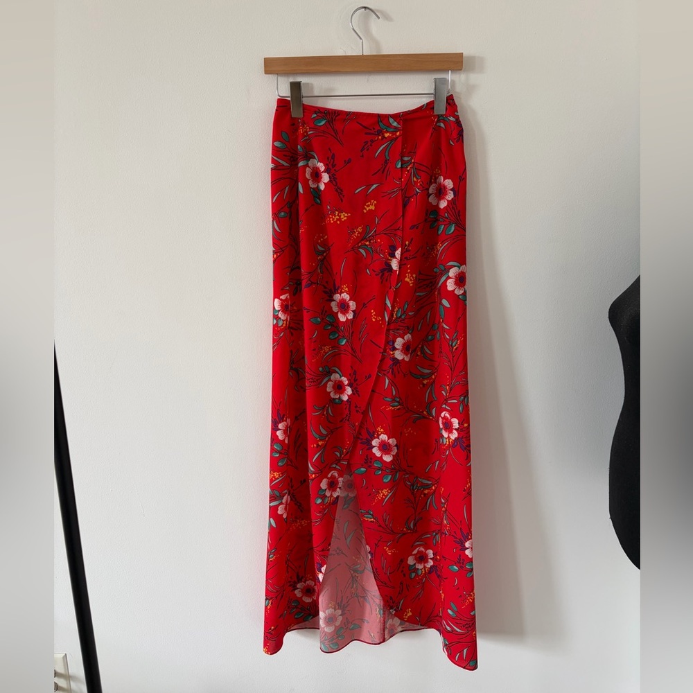 Floral Red Maxi Skirt